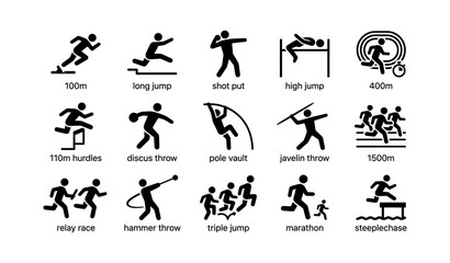 Obraz premium Athletic event icons illustrating track and field sports