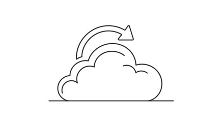 Fototapeta premium Minimalist line art icon representing cloud storage sync and data transfer