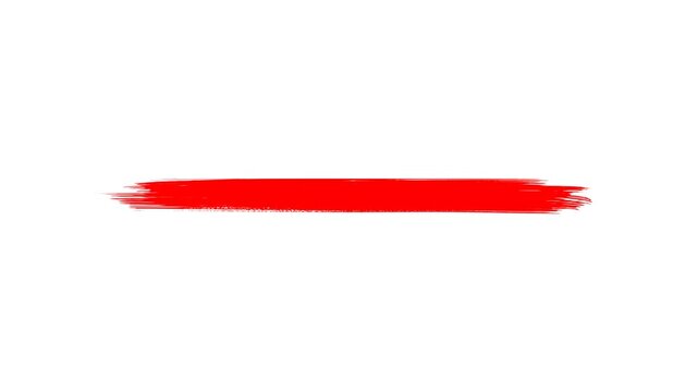Red underline stop motion animation on a white background, Black paint brush Animation for marking text or an important topic.