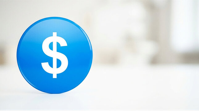 A blue circle with a white dollar sign on it.