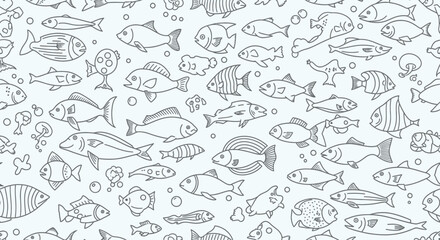 Fototapeta premium Variety of Different Fish Species.