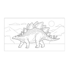 Cute stegosaurus dinosaur line art © Tasfia