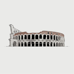 Obraz premium Roman Colosseum ancient architecture illustration isolated on white