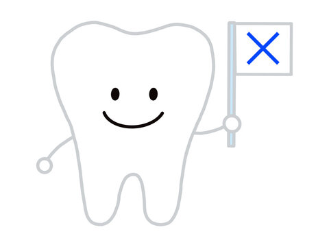 バツの札を持つ歯のキャラクター