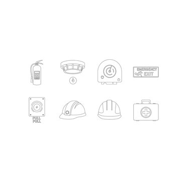 Workplace safety and emergency equipment icons