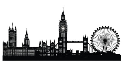 Fototapeta premium London Skyline Silhouette for Business & Travel Projects - Iconic Landmark Vector