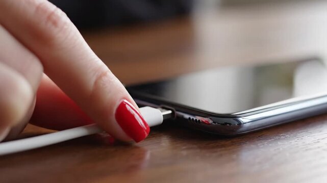 Hand Plugging White Lightning Cable into Phone