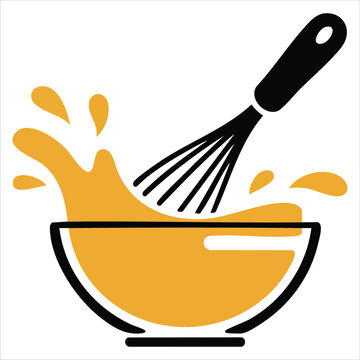 Cooking Tool Illustration Featuring Container with Wire Stirring Implement for Baking Concepts
