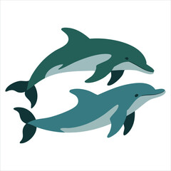 Fototapeta premium Happily Swimming Dolphins in Blue Water Environment for Nautical and Wildlife Graphics