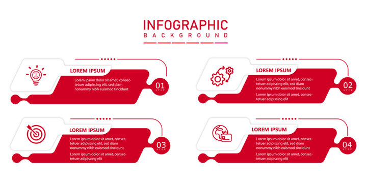 Infographic modern template with 4 steps timeline diagram | Futuristic diagram business progress presentation