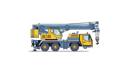 Mobile Crane Vehicle Illustration on White Background © jaka-Stock