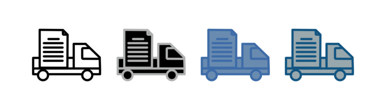 
Delivery document icon set multiple style collection with document delivery vehicle design