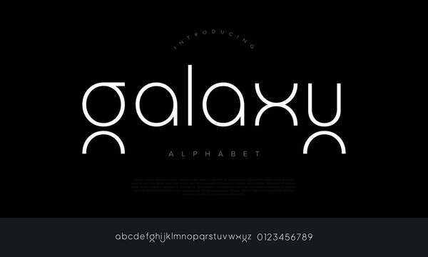Galaxy minimalist thin line circle alphabet font for luxury cosmetic branding and elegant fashion magazine layout