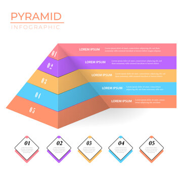 Modern pyramid diagram infographic template for hierarchical data visualization | Clean layered structure design ideal for business strategy, growth stages, and step-by-step presentation