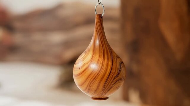 Wooden teardrop shaped ornament