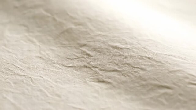 close-up gentle creased fabric texture, soft neutral beige tones, subtle light and shadow, minimalist background for design and decor