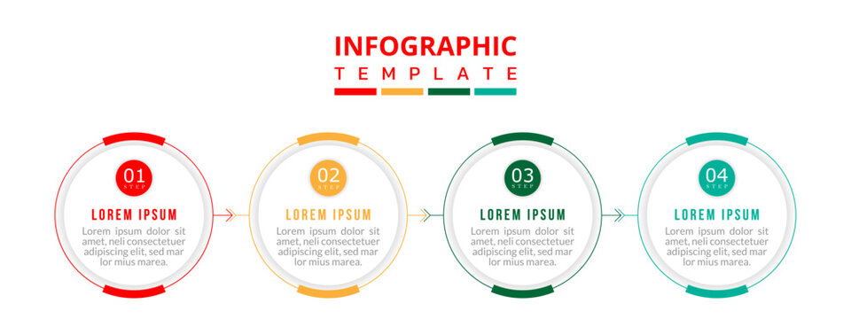 Modern 4-Step Circular Workflow Design, Business Process Infographic, Clean Flow Chart Illustration, Minimal Flat Style