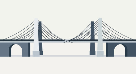 Obraz premium Modern cable-stayed bridge design with geometric towers and suspension cables