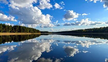 Obraz premium Cloud reflections on tranquil water