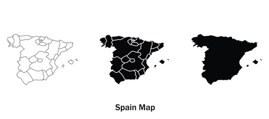 Spain Map Vector Illustration (Editable Geographic Outline) © TheShapeShifter