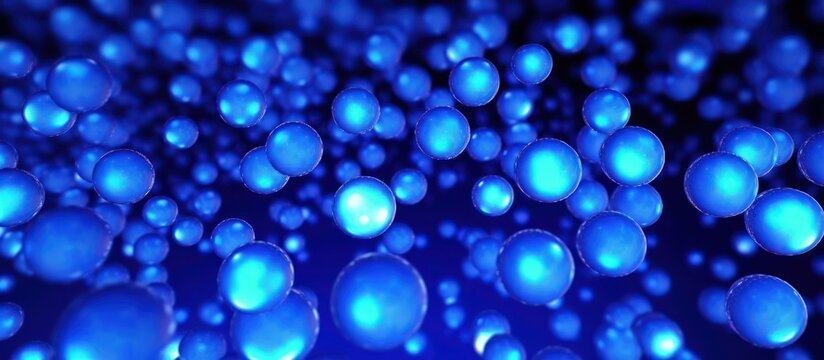 Luminous spheres of electric blue light float through a mesmerizing and deep cinematic void.