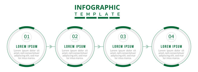 Fototapeta premium Four Circular Steps Process Infographic, Modern Workflow Cycle Design, Clean Business Timeline Illustration, Minimal Flat Vector Layout