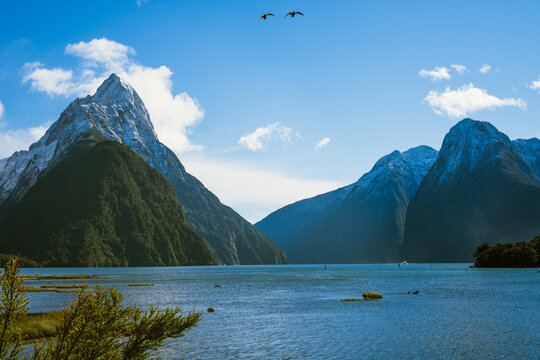 Mitre Peak in Milford Sound, New Zealand