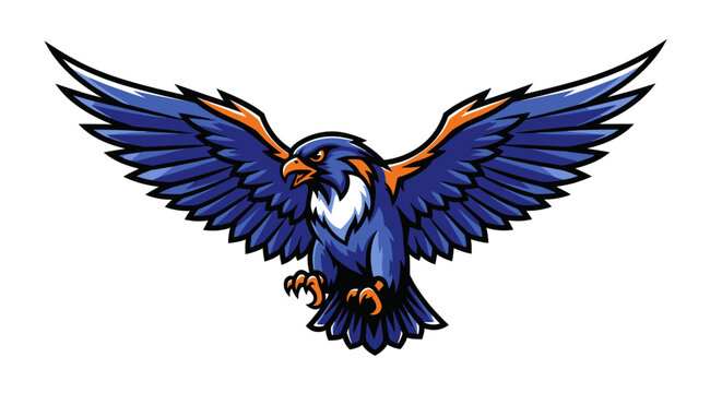 Vibrant Blue and Orange Eagle Bird.