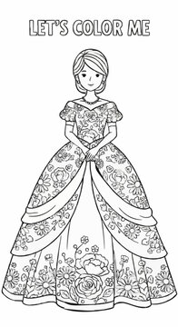 A single-page colouring page featuring a garden in full bloom, ball gawn edition