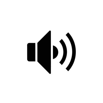 Simple Black Speaker Icon Emitting Sound Waves.