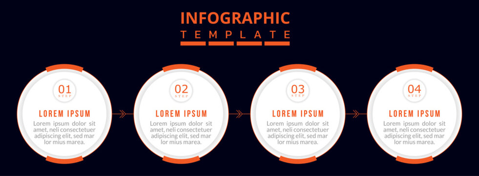Circular 4 Steps Infographic Flow, Modern Business Process Chart Design, Clean Strategy Timeline Illustration, Minimal Vector Layout