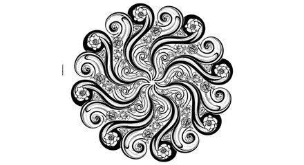 Fototapeta premium Intricate black and white swirling mandala design.