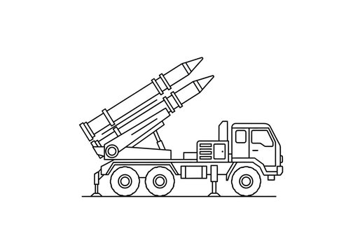 Military Rocket Launcher Truck Vehicle Illustration.