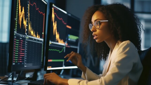 A dedicated financial analyst navigates the complexities of the global market under the glow of digital displays.