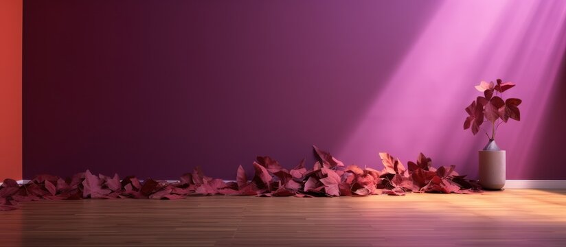 Experience the serene beauty of minimalist design bathed in ethereal shafts of light and rich purple hues.