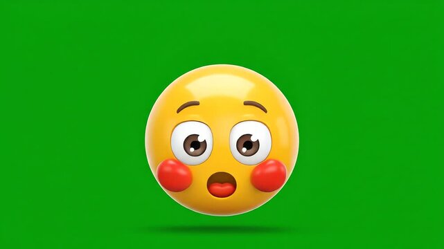 Emoji Surprised Emoji Character with Wide Eyes and Open Mouth on Bright Green Background