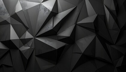 Nowoczesna ciemna tekstura geometryczna z trójwymiarowymi ostrymi krawędziami i niskim poligonem idealna na eleganckie tło graficzne lub pulpit.
