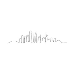 Fototapeta premium Minimalist line drawing depicting a sprawling cityscape silhouette