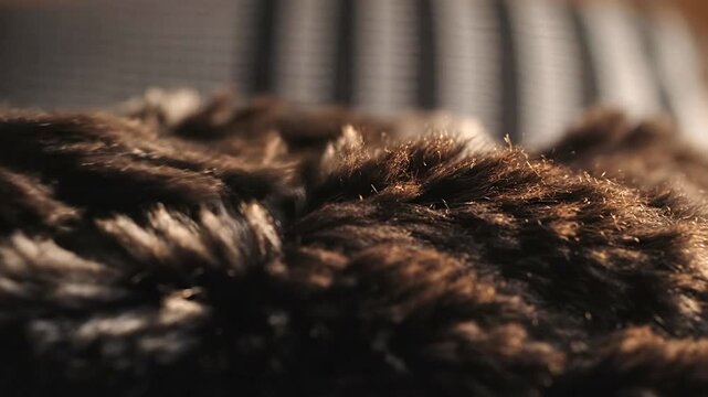 Brown furry animal closeup texture.