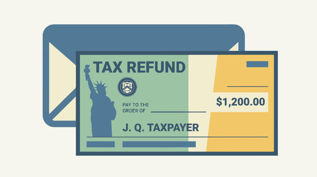 Flat Illustration of Tax Refund Check