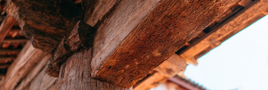 伝統的な構造における木製の梁の詳細