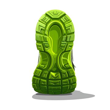 A vibrant green shoe sole viewed from the back
