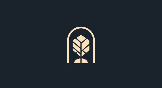 Abstract geometric tree logo design on dark background.