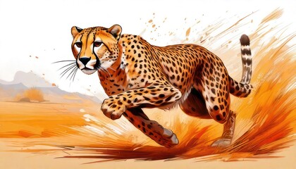 Dynamic Cheetah Illustration - A Burst of Speed and Wildlife Artistry.