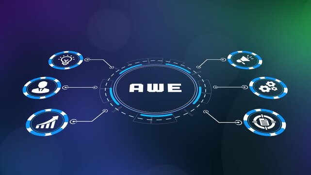 AWE Automated Workflow Excellence Concept with Futuristic Interface for Advanced Business Process Optimization.
