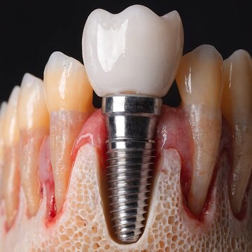 A close-up of a dental implant