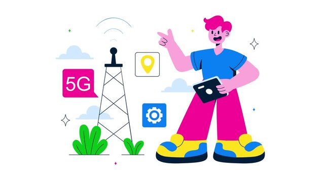 Animation of 5G Network Connectivity Technology Illustration