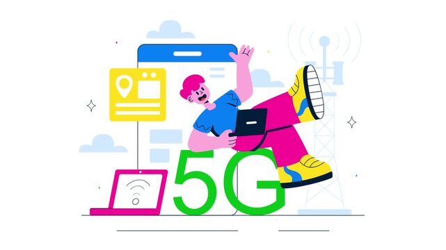 Animation of 5G Network Connectivity Technology Illustration