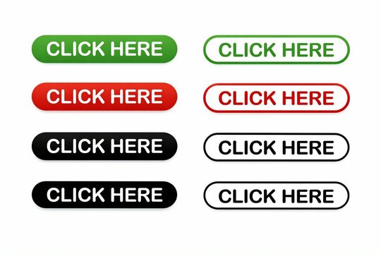 Varied button styles displaying click here instructions with different colors and shapes