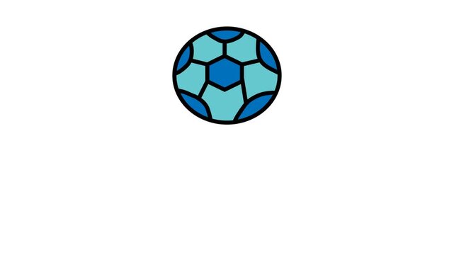 an animation of a ball bouncing from top to bottom. with a white background